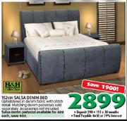 H & H Collection Salsa 152cm Denim Bed