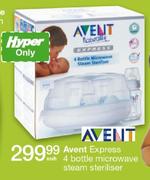 Avent Express 4 Bottle Microwave Steam Steriliser-Each