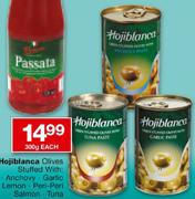 Hjiblanca Olives Stuffed With (Anchovy,Garlic,Lemon,Peri-Peri,Salmon,Tuna)-300g Each