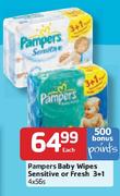 Pampers Baby Wipes Sensitive Or Fresh 3+1-4x56's Each