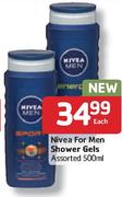 Nivea-For Men Shower Gels Assorted-500ml Each