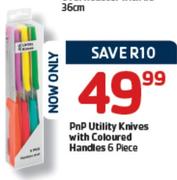 PnP Utility Knives With Coloured Handles-6 Piece