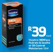 Vaseline Men Face Hydrate & Soothe Or Oil Control Moisturiser-50Ml Each