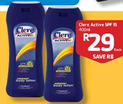 Clere Active SPF 15-400Ml Each