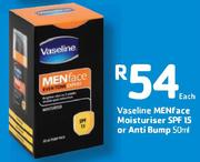Vaseline Men Face Moisturiser SPF 15 Or Anti Bump-50Ml Each