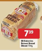 BB Bakeries Brown Bread Sliced-700g Each