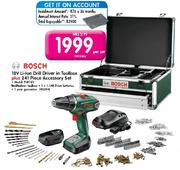 Bosch 18V Li-Ion Drill Driver In Toolbox + 241 Piece Accessory Set(PSR18V)-Each