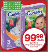 Cuddlers Disposable Nappies Assorted-52's/50's/48's/44's Per Pack
