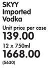 SKYY Imported Vodka-12x750ML