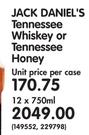 Jack Daniel's Tennessee Honey-12x750ML