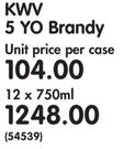 KWV 5 YO Brandy-12x750ML