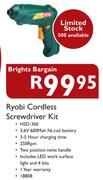 Ryobi Cordless Screwdriver Kit HSD-360