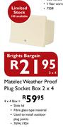 Matelec Weather Proof Plug Socket Box 2 x 4