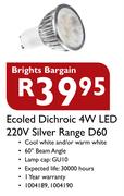 Ecoled Dichroic 4W LED 220V Silver Range D60
