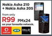Nokia Asha 210 + Nokia Asha 205