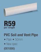 Plain PVC Soil And Vent Pipe 50mm-Per Length