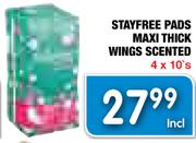 Stafree Pads Maxi Thick Wings Scented-4x10's