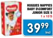 Huggies Nappies Baby D\Comdort Junior Size 5-1x15's