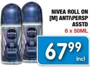 Nivea Roll On(M) Anti/Persp Asstd-6x50Ml