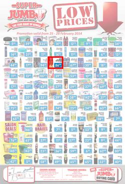 Jumbo Cash & Carry Crown Mines: Low Prices (25 Feb - 28 Feb 2014), page 1