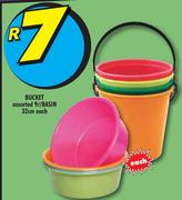 9Ltr Assorted Bucket/32cm Basin-Each