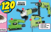 Schultz 135W Sander/500W Angle Grinder/400W Jigsaw or 500W Impact Drill-Each