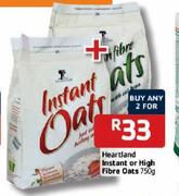 Heartland Instant Or High Fibre Oats - 2X750g