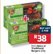 Fry's Spicy or Traditional Burgers-2 x 320gm