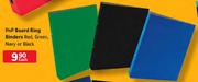 PnP Board Ring Binders Red Green Navy Or Black-Each