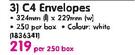 Aro C4 Envelopes-Per 250 Box