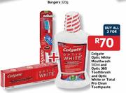 Colgate Optic White Mouthwash-500ml And Optic 360 Toothbrush And Optic White Or Total Pro Clean Toot