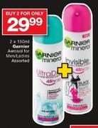 Garnier Aerosol For Men/Ladies-2x150Ml
