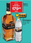 House Of Fine Bain's Whisky-750ml + Free 1L Schweppes Soda Water/Ginger Ale Each