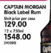   Captain Morgan Black Label Rum-12X750ml