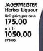 Jagermeister Herbal Liqueur-6X1Ltr