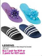 Legend Ladies Flower Sandals Or Mens Striped Pool Sandals-Per pair