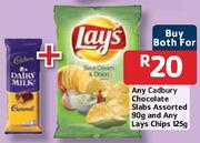 Cadbury Chocolate Slabs 90gm and Lays Chips 120gm