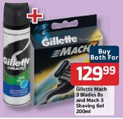 Gillette Mach 3 Blades 8's and Mach 3 Shaving Gel 200ml