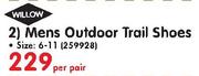 Willow Mens Outdoor Trail Shoes-Per Pair