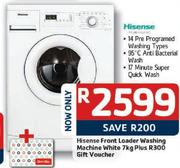 Hisense 7kg Front Loader Washing Machine White + R300 Gift Voucher