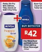 Nivea Hand And Body Lotion-250ml And Nivea Showergel-250ml