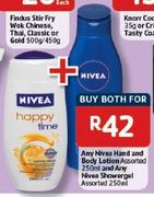 Any Nivea Hand and Body Lotion Assorted 250ml and Any Nivea Showergel Assorted 250ml
