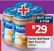 Purity 3rd Food Jars Assorted-4 x 200ml