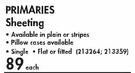 Primaries Sheeting Single Flat Or Fitted-Each