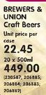 Brewers & Union Craft Beers -20 X 500ml