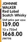 Johnnie Walker Red Label Scotch Whisky-12 x 750ml