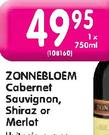 Zonnebloem Cabernet Sauvignon,Shiraz Or Merlot-1 x 750ml