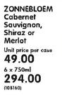 Zonnebloem Cabernet Sauvignon,Shiraz Or Merlot-6 x 750ml
