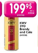 Kwv 3 Yo Brandy And Cola-24 x 330ml
