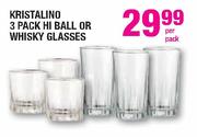 Kristalino 3 Pack Hi Ball Or Whisky Glasses-Per Pack